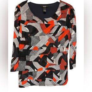 🖤NWT Alfani blouse size M from Macy’s. Black/Red/White w/ navy t-shirt lining.